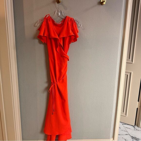 Bishop & Young 'Tara' Wrap Dress SIZE XS deep
Red orange , Flutter Sleeves - Picture 4 of 5